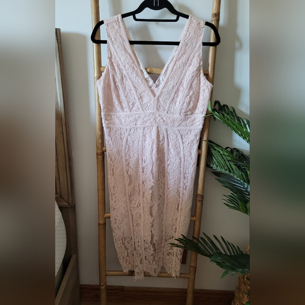 Bardot Pink Sequin Sheath Midi Dress